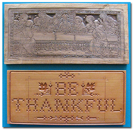 Beyond Carving :: Last Supper (above), Be Thankful (below)